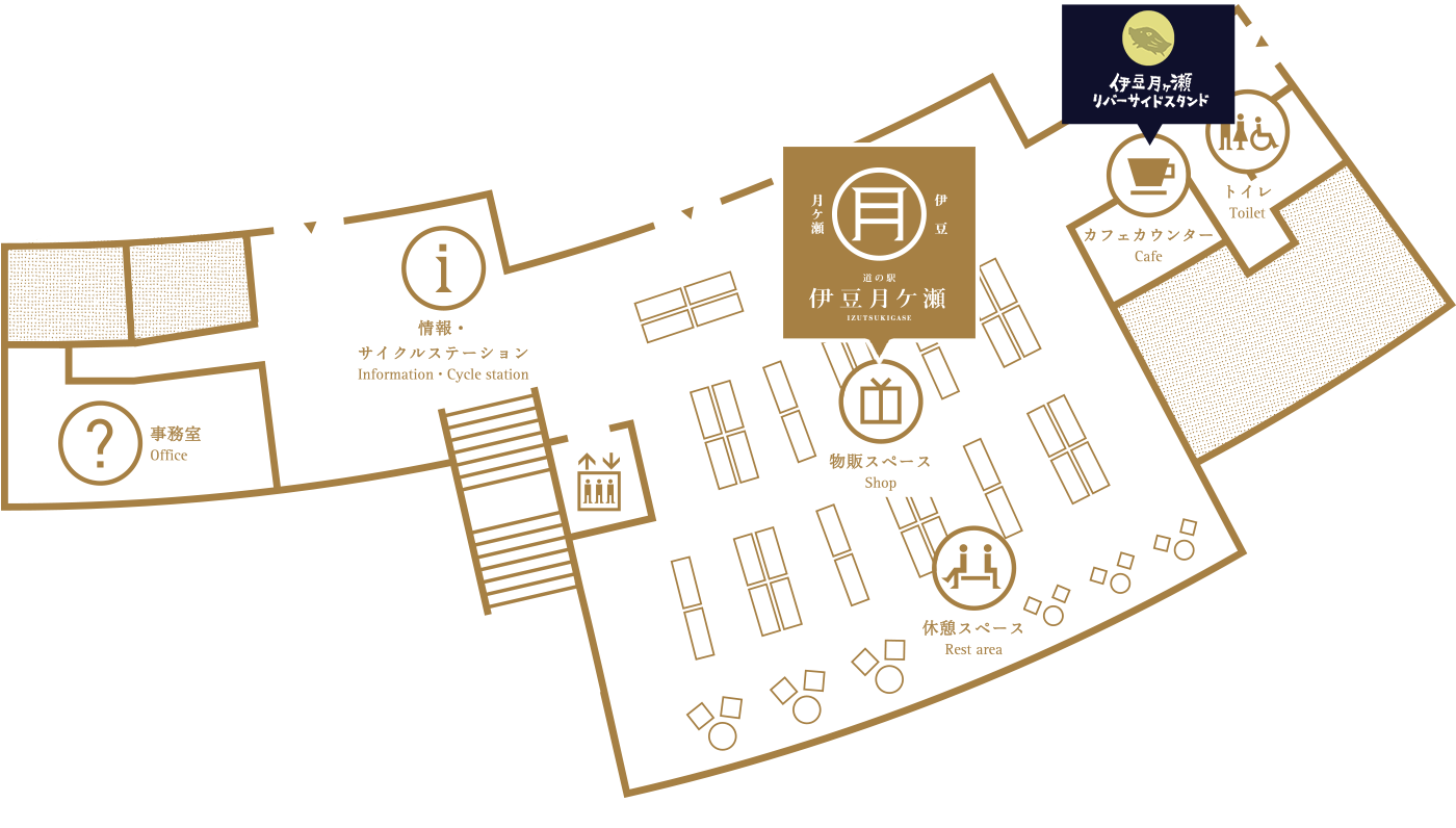 道の駅伊豆月ケ瀬2階フロアマップ